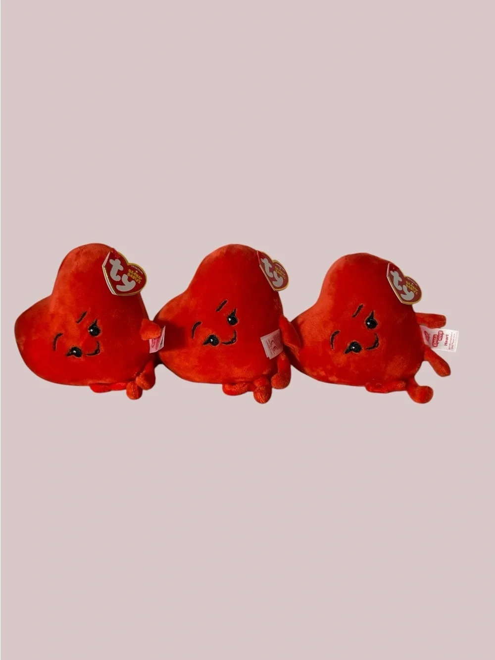 Lot of 6 Ty Beanie Babies The Emoji Movie “Heart” Red Plush 42299 w/ Tags